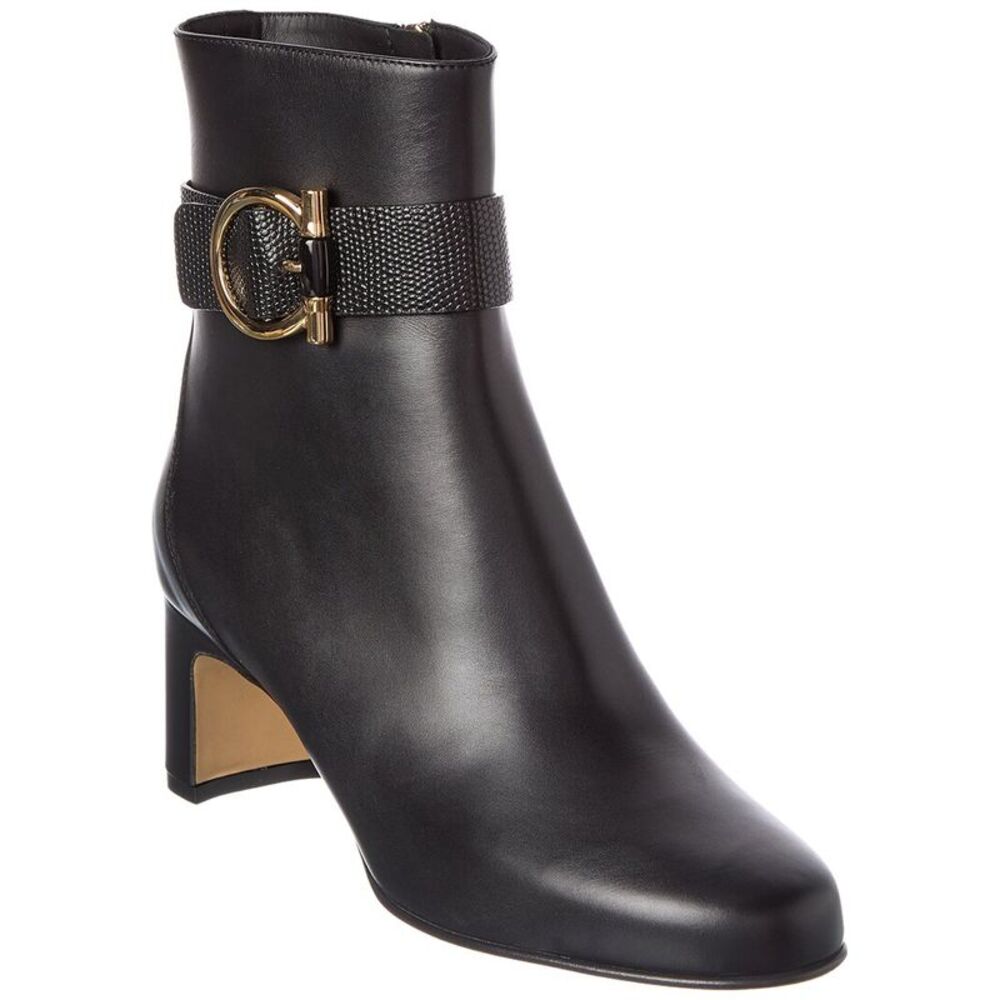 Ferragamo Gancini Leather Boot, Black